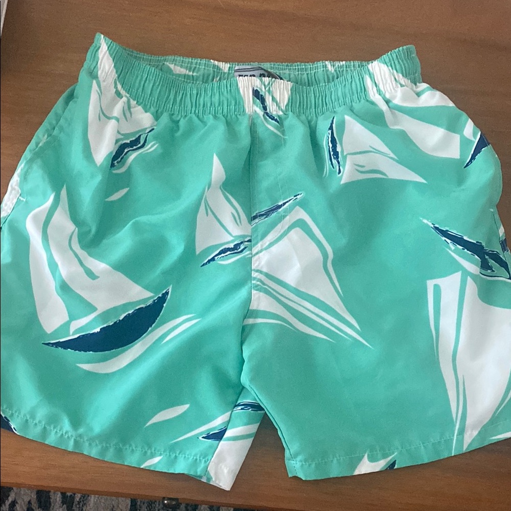 RS Surf, Men’s small, Teal Sailboat Print Swim Shorts